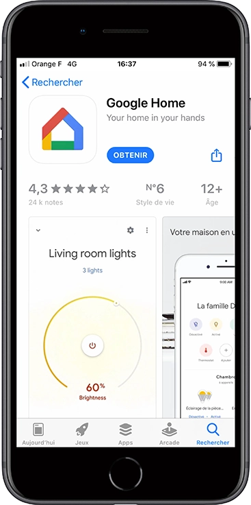Obtenir l'application Google home sur l'Apple store