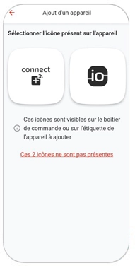 Ecran de l'application mobile Cozytouch - S&eacute;lectionner l'ic&ocirc;ne de l'appareil