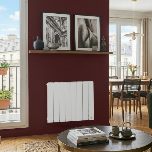 Radiateur chaleur douce Bal&eacute;ares 2 blanc dans un salon