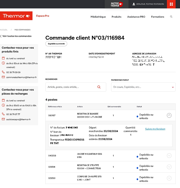 Capture du site Thermor pro