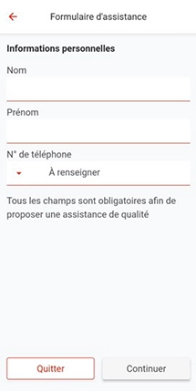 Ecran de l'application mobile Cozytouch - Formulaire
