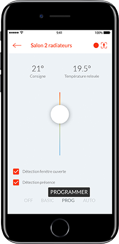 Ecran de l'application mobile Cozytouch - programmer