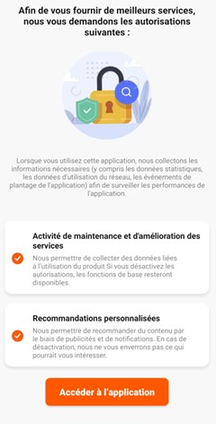 Ecran de l'application mobile Intelligent Air -  Consentements