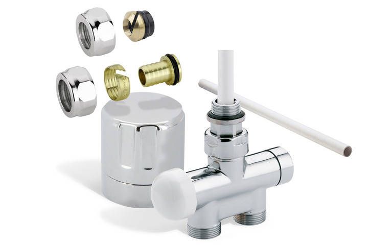 Kit monotube avec entraxe 50 mm chrome - Accessoire raccordement eau chaude