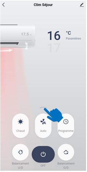 Ecran de l'application mobile Intelligent Air - Afficher le menu
