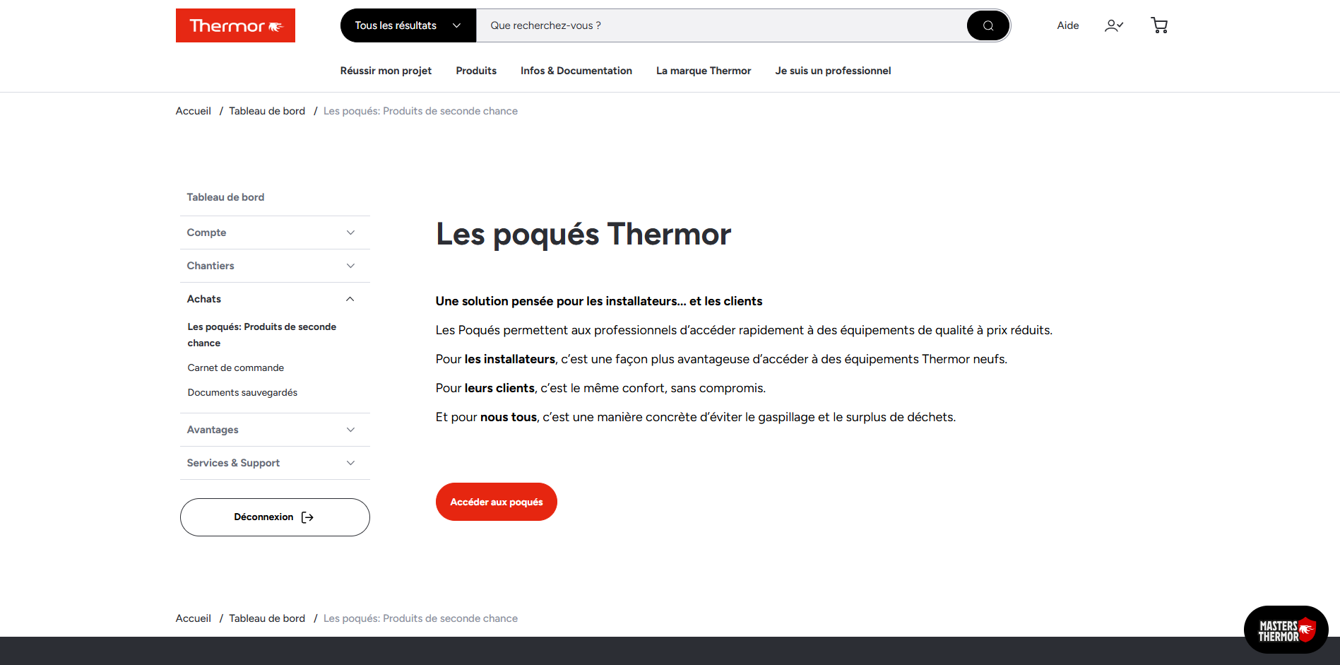 Acc&egrave;s &agrave; la plateforme des Poqu&eacute;s via le compte utilisateur