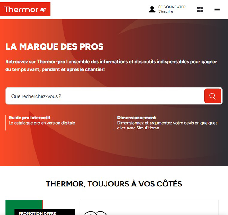Capture du site Thermor pro