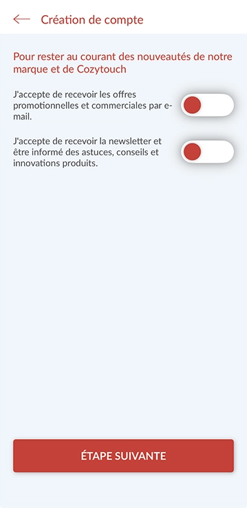 Ecran de l'application mobile Cozytouch - Choix des notifications