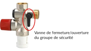 Vanne de fermeture/ouverture sur un groupe de s&eacute;curit&eacute;