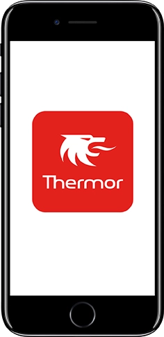 Smartphone affichant le logo Thermor