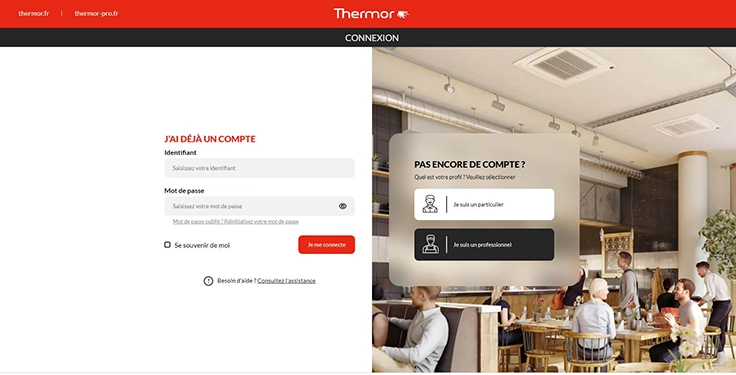 Site Internet Thermor / Page de connexion