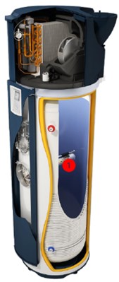 Vue en coupe d'un chauffe-eau thermodynamique