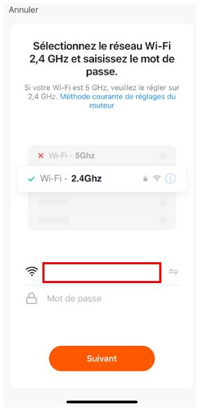 Ecran de l'application mobile Intelligent Air - Diffusion du wifi en 2,4Ghz