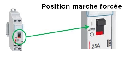 Position du contacteur pour la marche forc&eacute;e