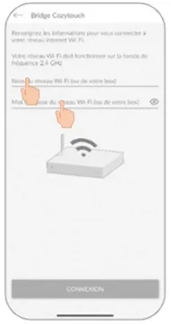 Ecran de l'application mobile Cozytouch - Acc&egrave;s au wifi