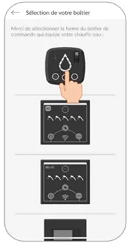 Ecran de l'application mobile Cozytouch - S&eacute;lection de votre boitier