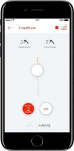 Ecran de l'application mobile Cozytouch - Chauffe-eau mode manuel boost 2 jours