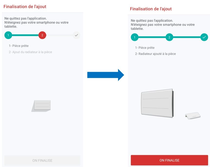Ecran de l'application mobile Cozytouch - finalisation de l'ajout