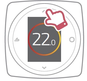 Thermostat d'ambiance Aur&eacute;a - appuyer sur la fl&egrave;che du haut