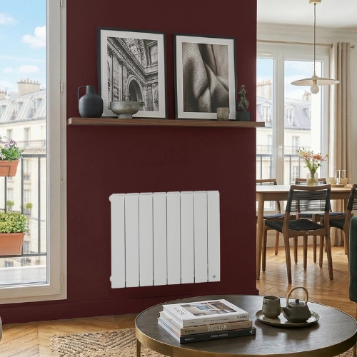 Radiateur chaleur douce Bal&eacute;ares 2 blanc dans un salon