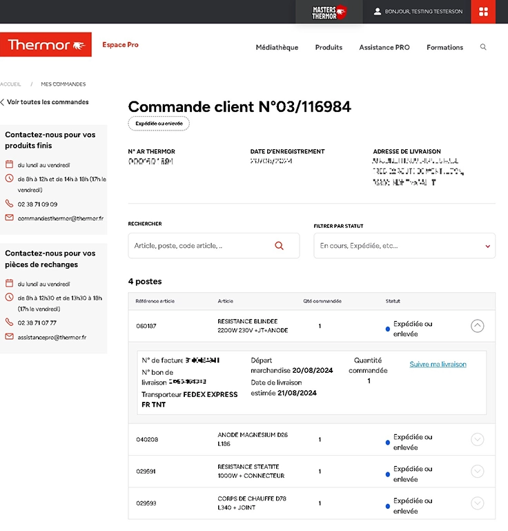 Capture du site Thermor pro