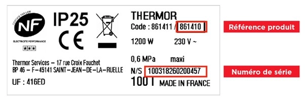 Etiquette produit Thermor