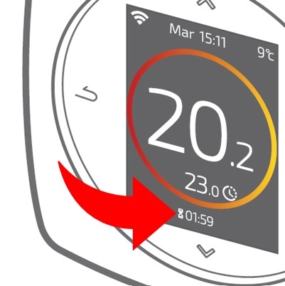 Thermostat d'ambiance Aur&eacute;a - sablier / temps restant