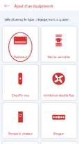 Ecran de l'application mobile Cozytouch - Ajout d'un &eacute;quipement / radiateur