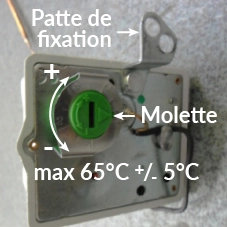 Molette et sens de r&eacute;glages