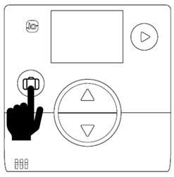 Interface de la pompe &agrave; chaleur air/eau A&eacute;rolia - appuyer sur le pictogramme valise