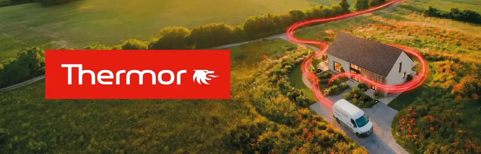 Le logo thermor &agrave; gauche d'une maison