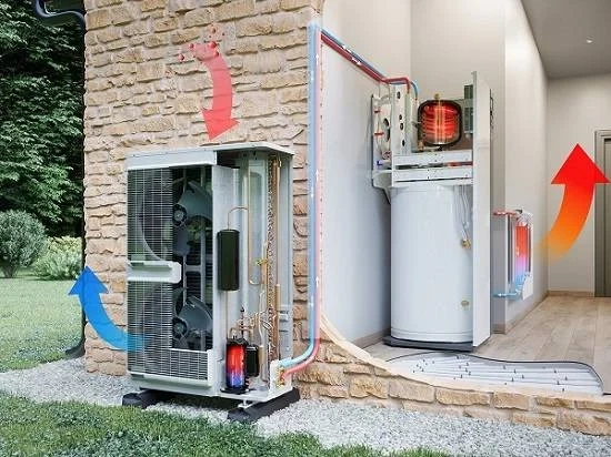 Sch&eacute;ma de fonctionnement d'une pompe &agrave; chaleur air-eau