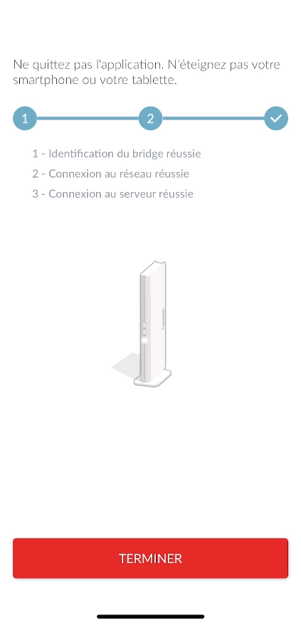 Ecran de l'application mobile Cozytouch - apparaige terminer