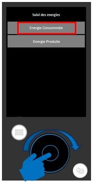 Interface de la pompe &agrave; chaleur air/eau Aur&eacute;a - menu / &eacute;nergie consomm&eacute;e