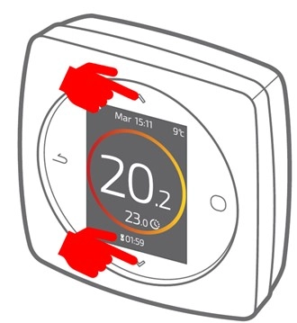 Thermostat d'ambiance Aur&eacute;a - appuyer sur les fl&egrave;ches haut/bas
