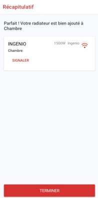 Ecran de l'application mobile Cozytouch - r&eacute;capitulatif