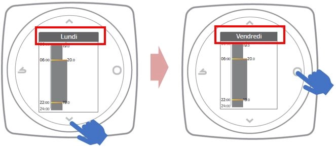 2 thermostat d'ambiance Aur&eacute;a - programmation lundi et vendredi