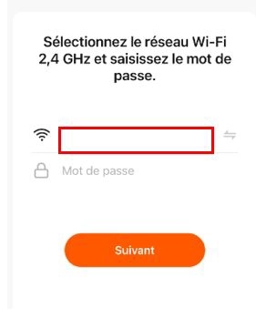 Ecran de l'application mobile Intelligent Air - Mot de passe du wifi