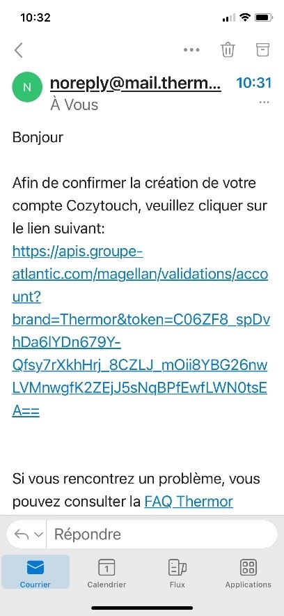 Email de confirmation sur un &eacute;cran de mobile