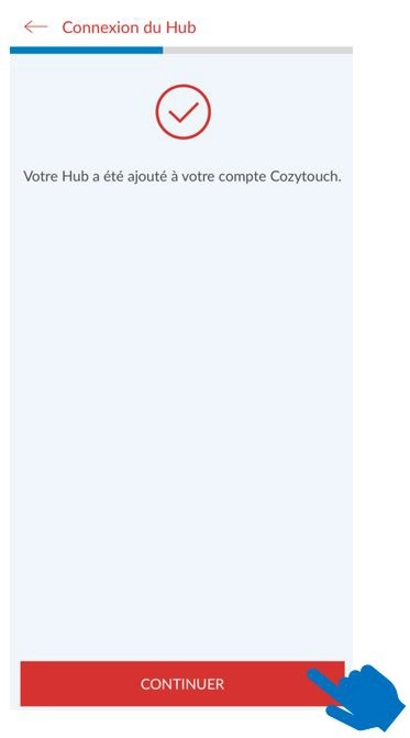 Ecran de l'application mobile Cozytouch - Connexion OK