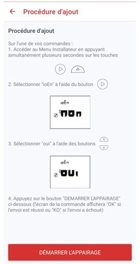 Ecran de l'application mobile Cozytouch