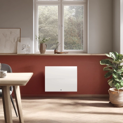 Radiateur chaleur douce Tenerife blanc dans un s&eacute;jour