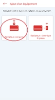 Ecran de l'application mobile Cozytouch - Ajout d'un &eacute;quipement / radiateur connect&eacute;