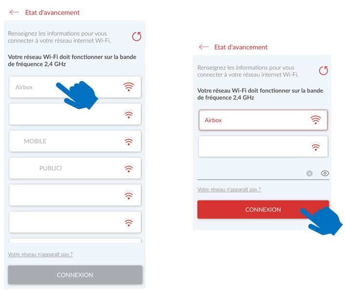 Ecran de l'application mobile Cozytouch - Etat d'avancement
