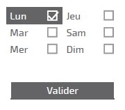 Ecran du termostat d'ambiance Aur&eacute;a - lundi coch&eacute; / valider