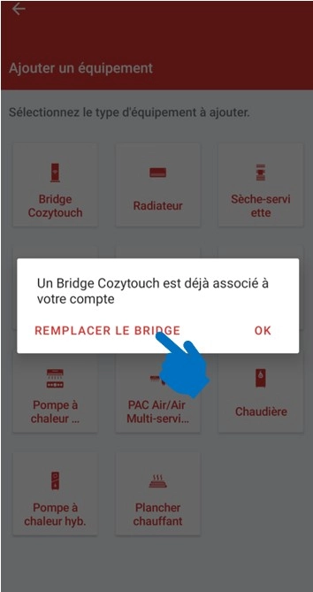 Ecran de l'application mobile Cozytouch