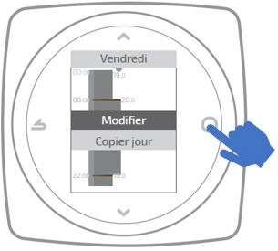 Thermostat d'ambiance Aur&eacute;a - vendredi / modifier / copier jour