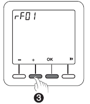 Sch&eacute;ma du thermostat d'ambiance Moza&iuml;k - rF01 / appuyer sur le deuxi&egrave;me bouton