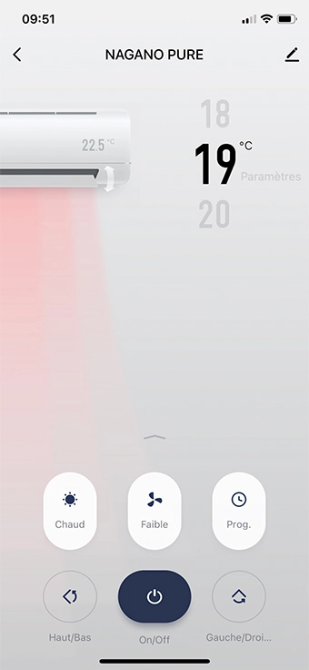 Ecran de l'application mobile Intelligent Air